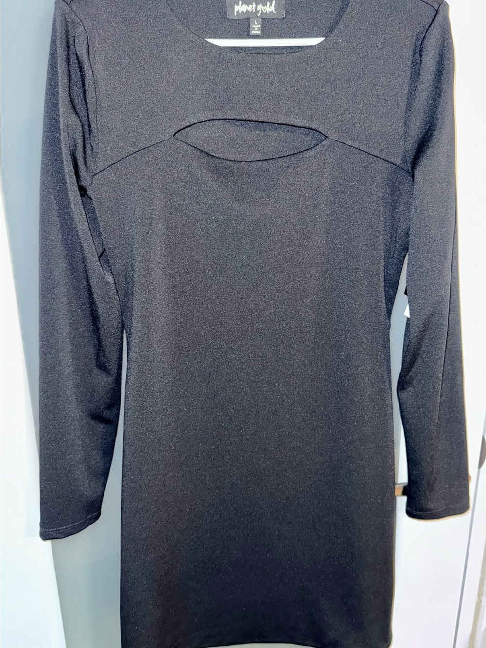 Planet Gold Black Crewneck Men's Sweater with Chest Cutout